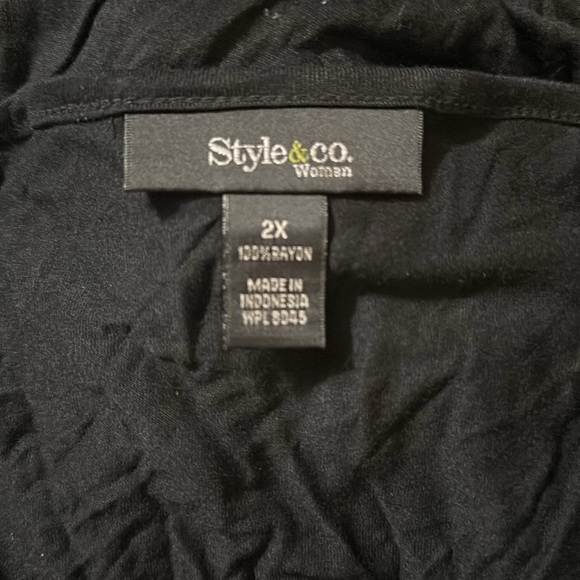 Style & co Woman 2X Ebony Black long sleeved top New - Picture 6 of 7